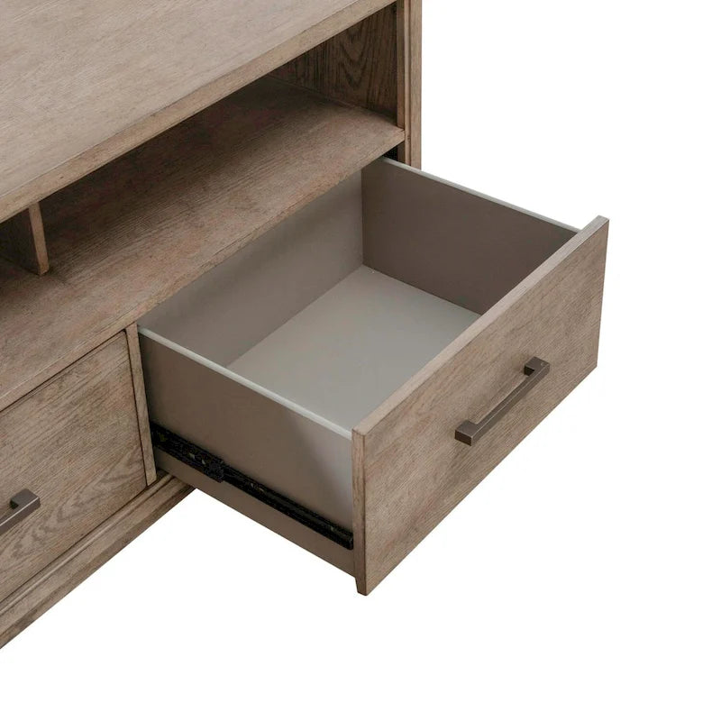 TV Console & Floating Entertainment Deck with Drawers — Burnished Beige