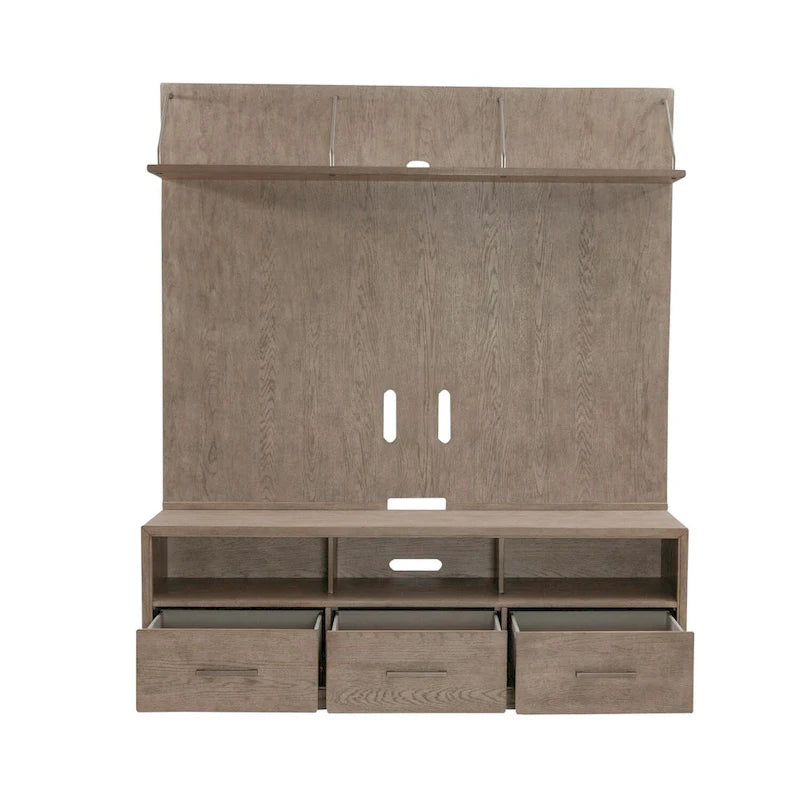 TV Console & Floating Entertainment Deck with Drawers — Burnished Beige