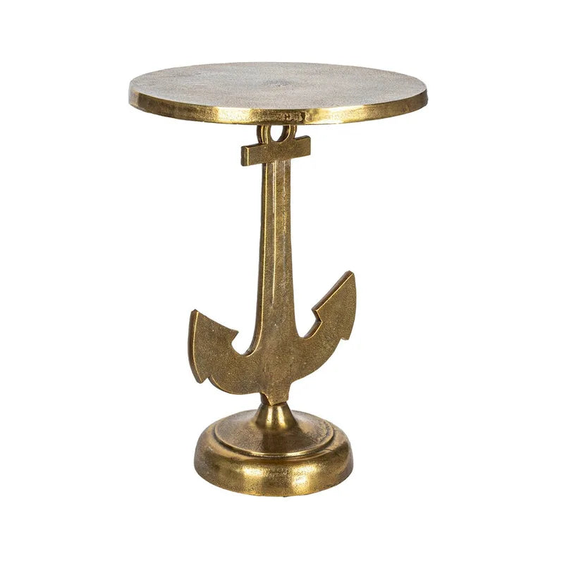 Cast Iron Accent Table with Anchor Base — Gold