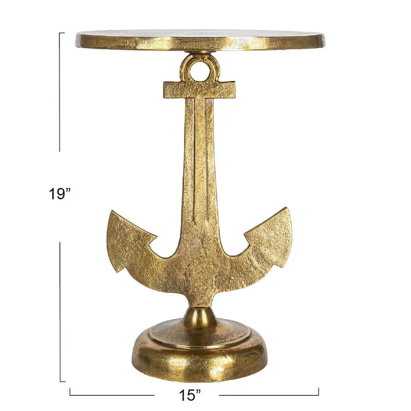 Cast Iron Accent Table with Anchor Base — Gold