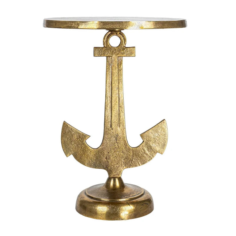 Cast Iron Accent Table with Anchor Base — Gold