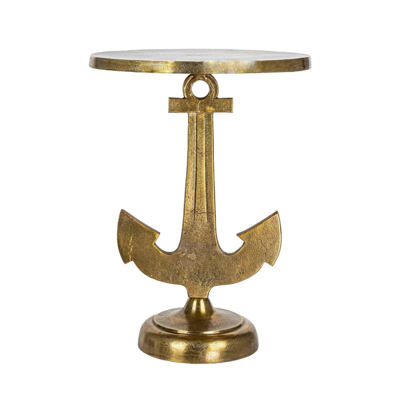 Cast Iron Accent Table with Anchor Base — Gold
