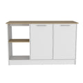 Kitchen Island with Storage Cabinet & Open Shelves
