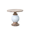 Round Mango Wood & Metal Pedestal Side Table