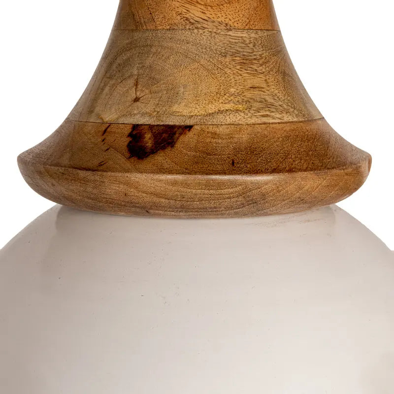 Round Mango Wood & Metal Pedestal Side Table