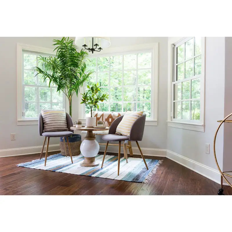 Round Mango Wood & Metal Pedestal Side Table