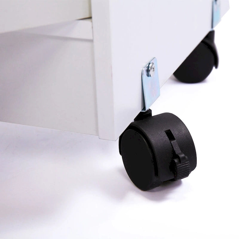 Microwave Storage Cabinet on Wheels with Open Shelf & Double-Door Cabinet