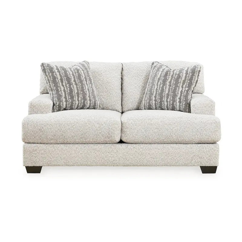 Plush Polyester Loveseat with Reversible Cushions & 2 Accent Pillows