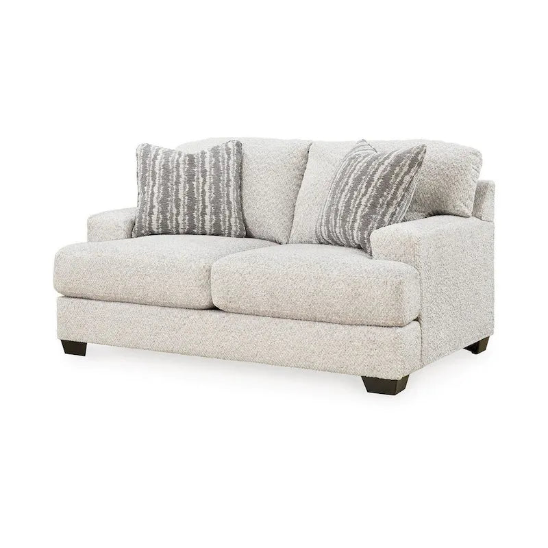 Plush Polyester Loveseat with Reversible Cushions & 2 Accent Pillows