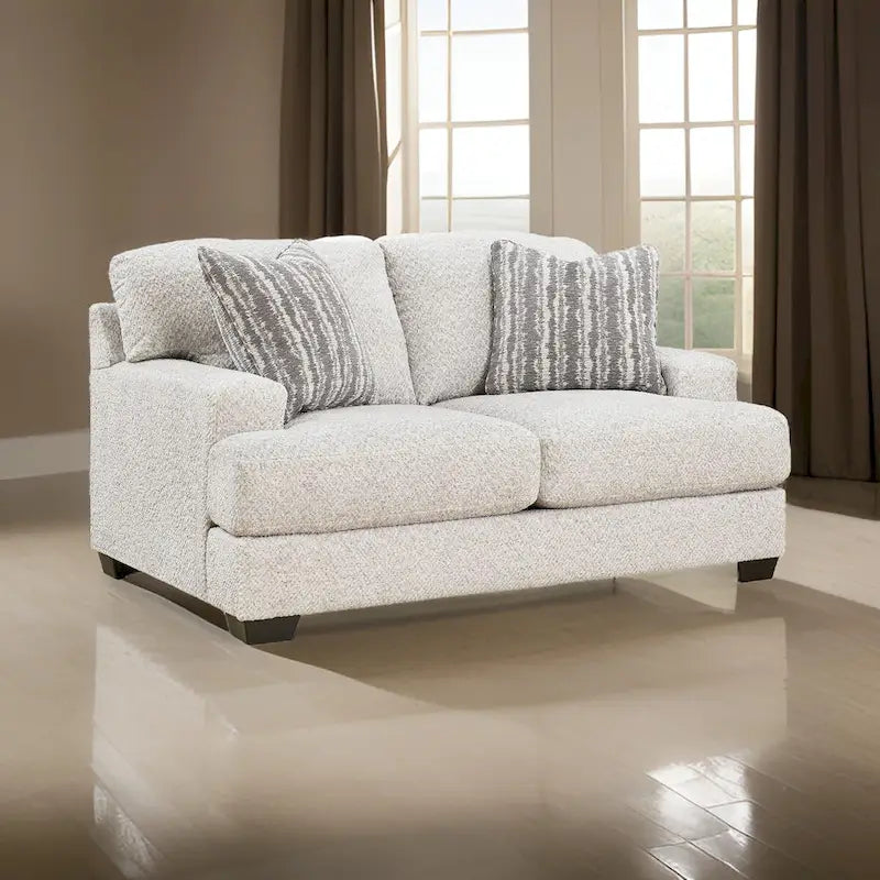 Plush Polyester Loveseat with Reversible Cushions & 2 Accent Pillows