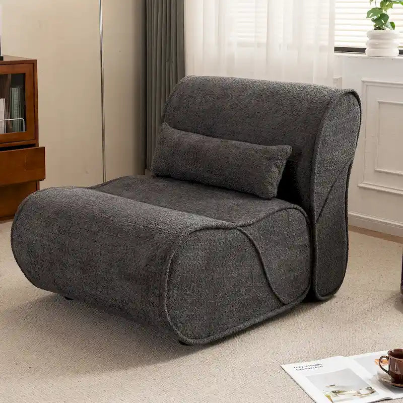 Granulated Velvet Recliner Lounge Chair with Lumbar Cushion
