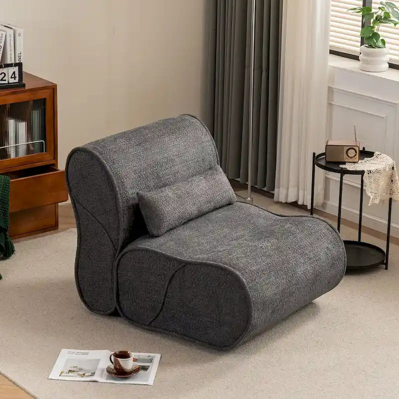 Granulated Velvet Recliner Lounge Chair with Lumbar Cushion