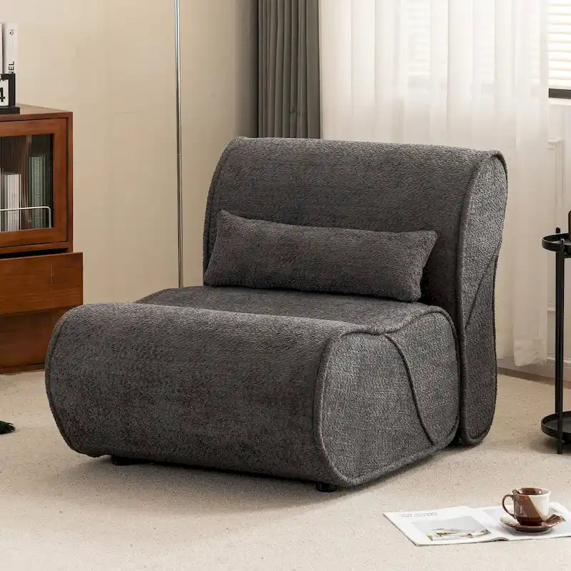 Granulated Velvet Recliner Lounge Chair with Lumbar Cushion