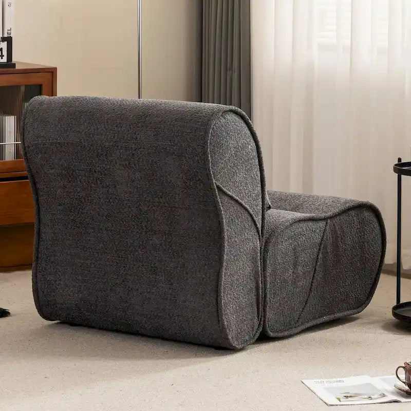 Granulated Velvet Recliner Lounge Chair with Lumbar Cushion