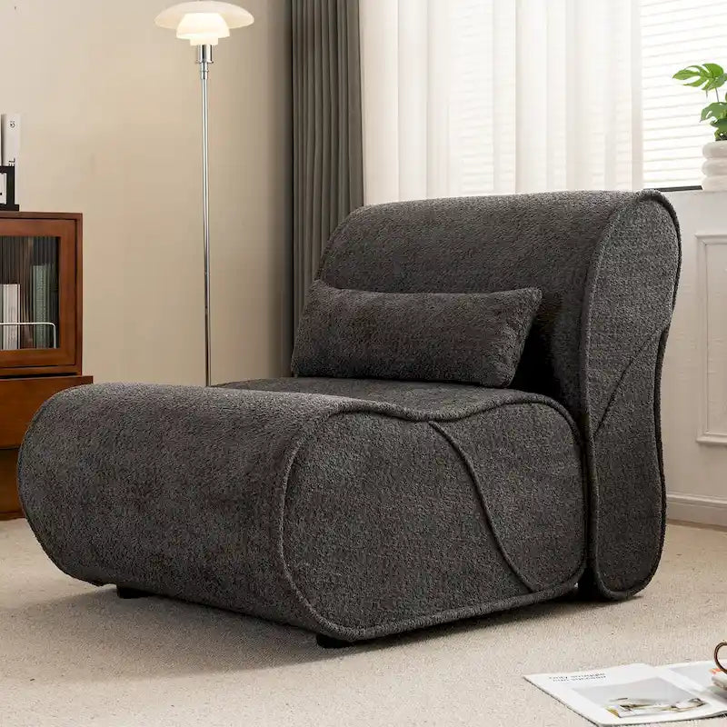 Granulated Velvet Recliner Lounge Chair with Lumbar Cushion