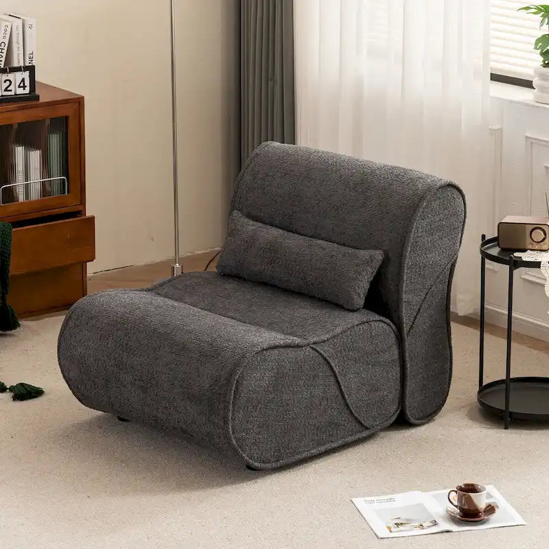 Granulated Velvet Recliner Lounge Chair with Lumbar Cushion