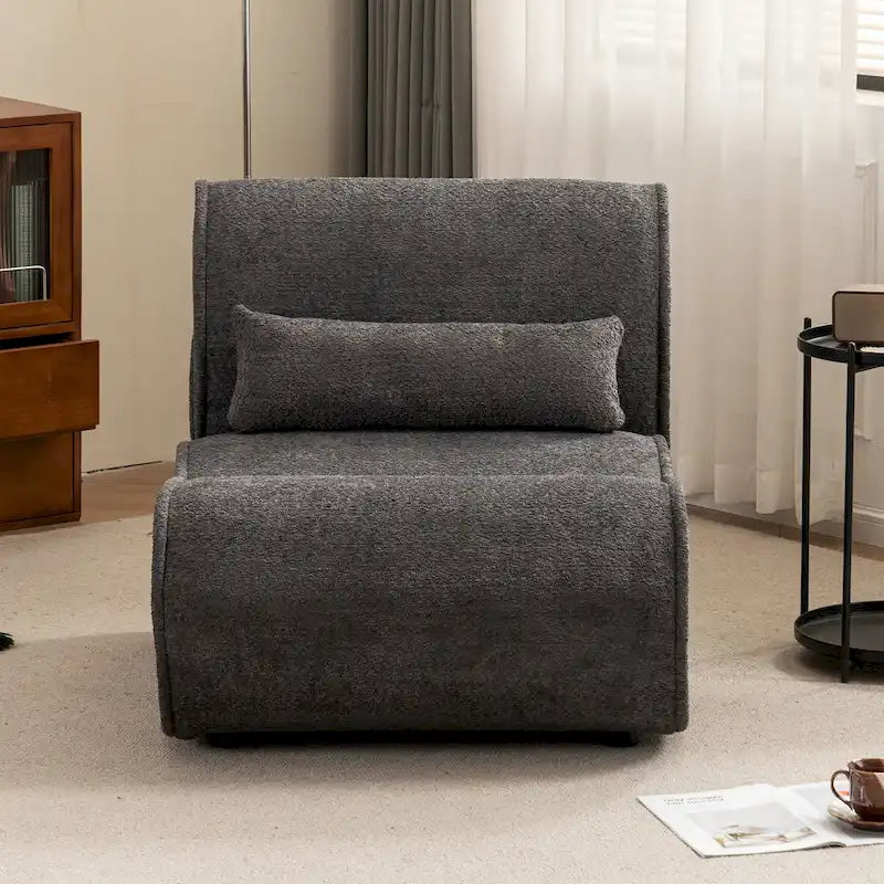 Granulated Velvet Recliner Lounge Chair with Lumbar Cushion