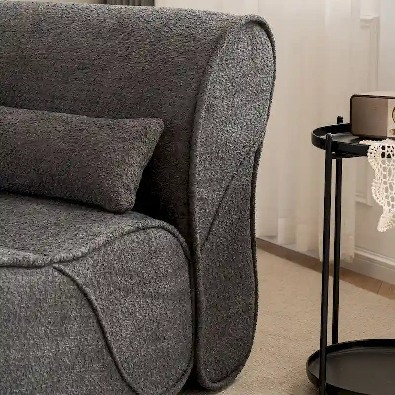 Granulated Velvet Recliner Lounge Chair with Lumbar Cushion