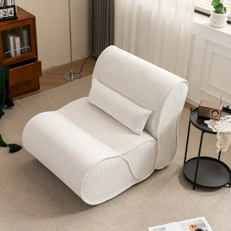 Granulated Velvet Recliner Lounge Chair with Lumbar Cushion