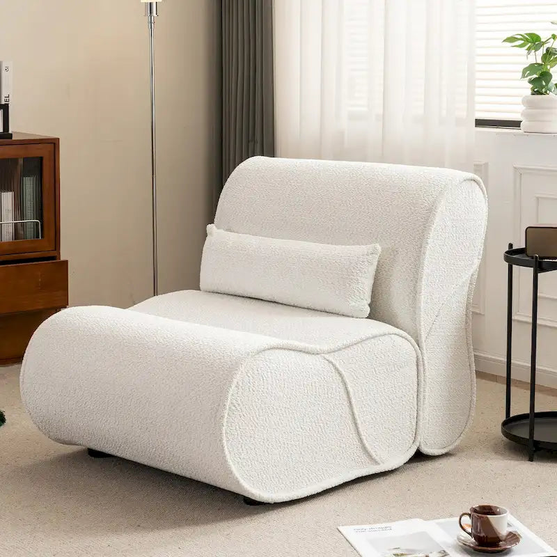 Granulated Velvet Recliner Lounge Chair with Lumbar Cushion