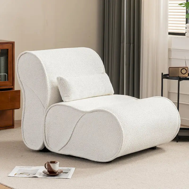Granulated Velvet Recliner Lounge Chair with Lumbar Cushion