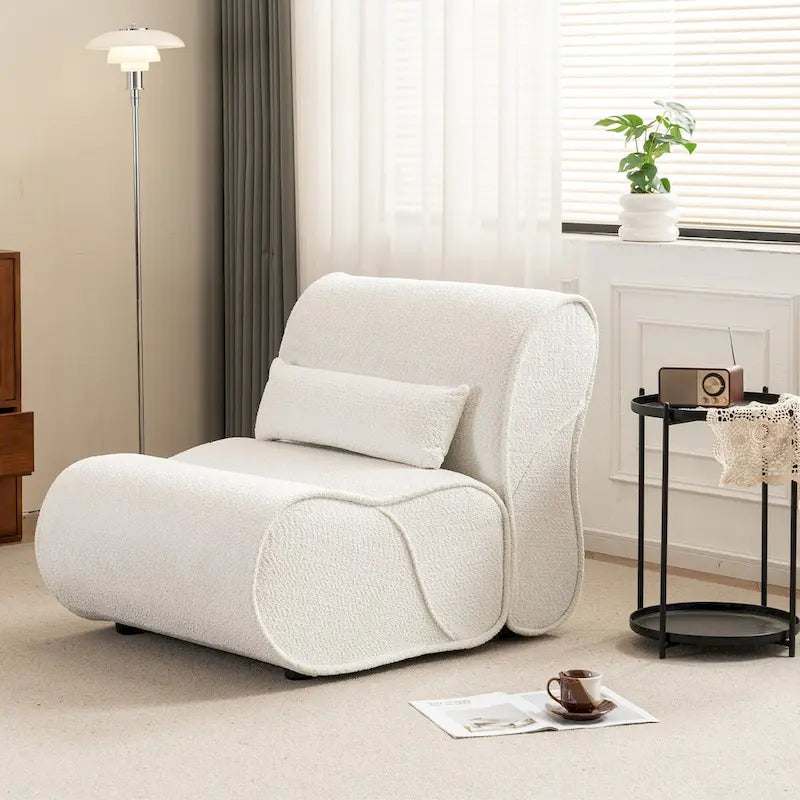 Granulated Velvet Recliner Lounge Chair with Lumbar Cushion