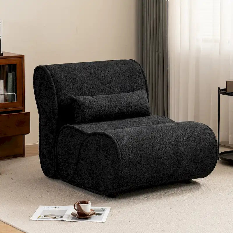 Granulated Velvet Recliner Lounge Chair with Lumbar Cushion