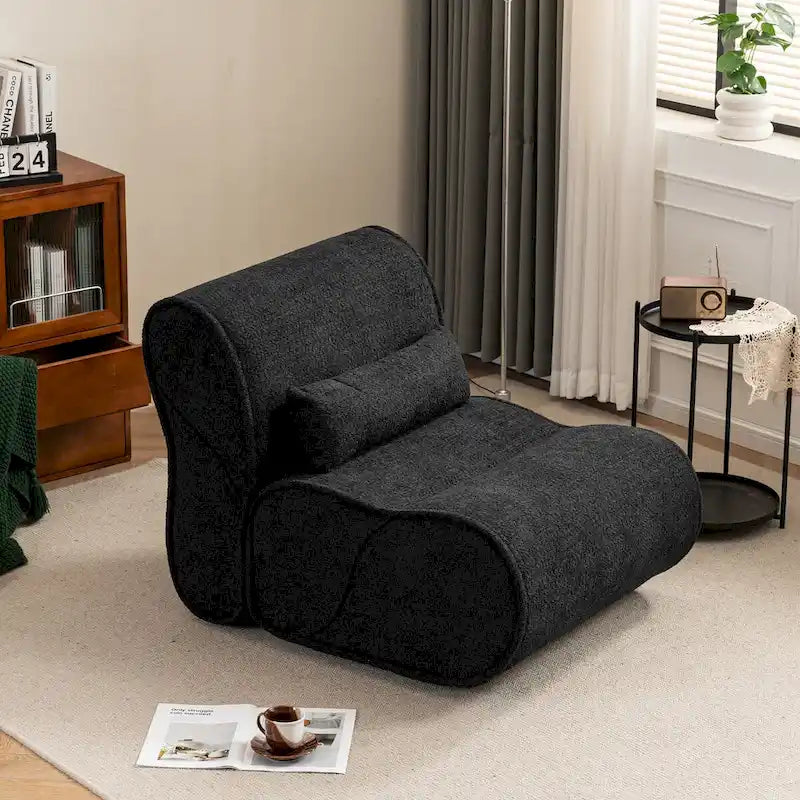 Granulated Velvet Recliner Lounge Chair with Lumbar Cushion