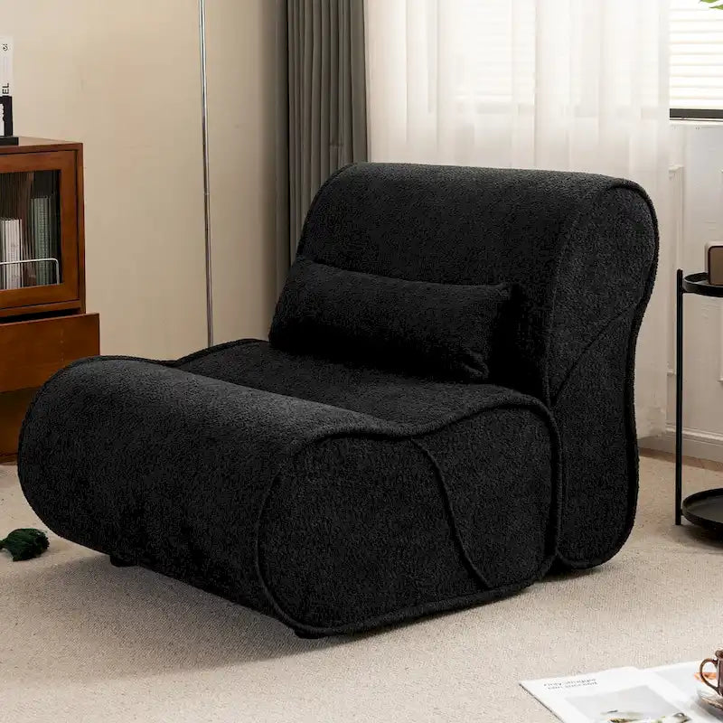 Granulated Velvet Recliner Lounge Chair with Lumbar Cushion