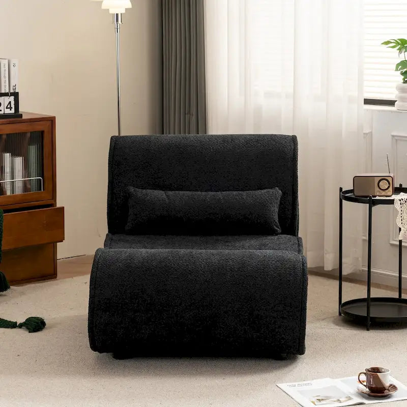 Granulated Velvet Recliner Lounge Chair with Lumbar Cushion