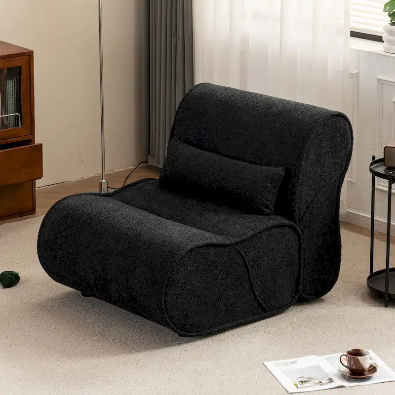 Granulated Velvet Recliner Lounge Chair with Lumbar Cushion