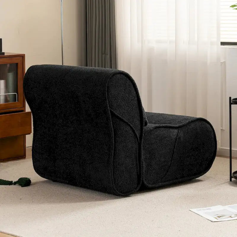 Granulated Velvet Recliner Lounge Chair with Lumbar Cushion