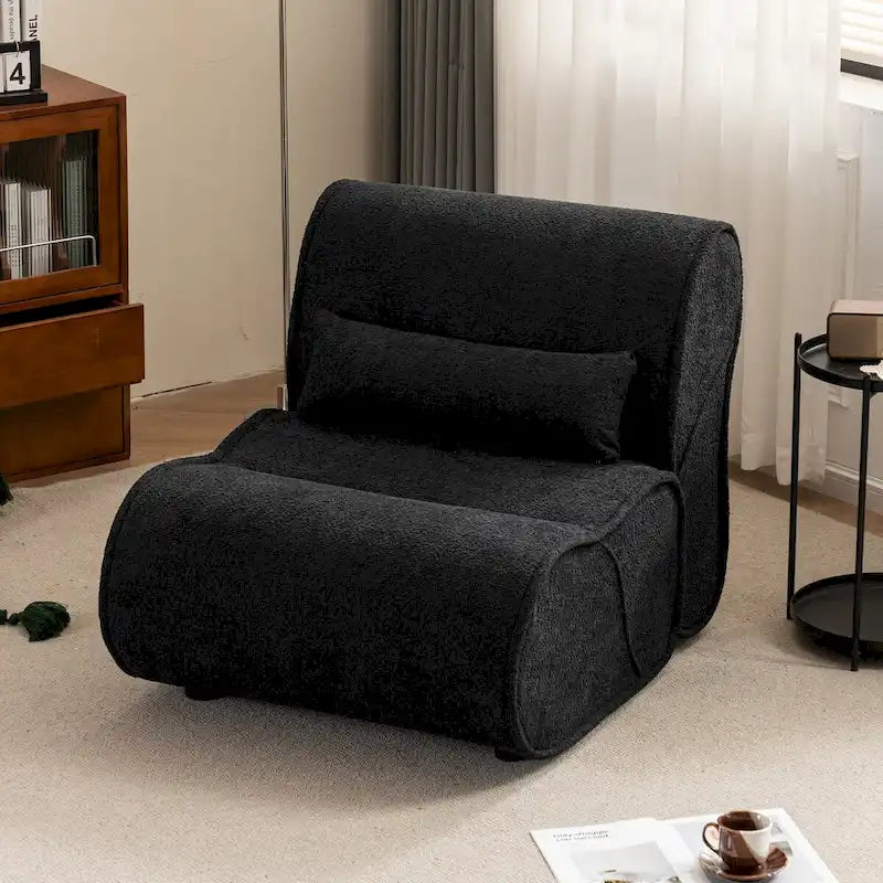 Granulated Velvet Recliner Lounge Chair with Lumbar Cushion