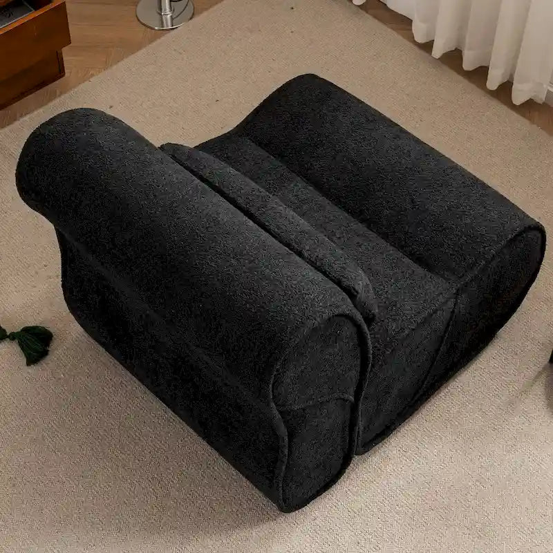 Granulated Velvet Recliner Lounge Chair with Lumbar Cushion