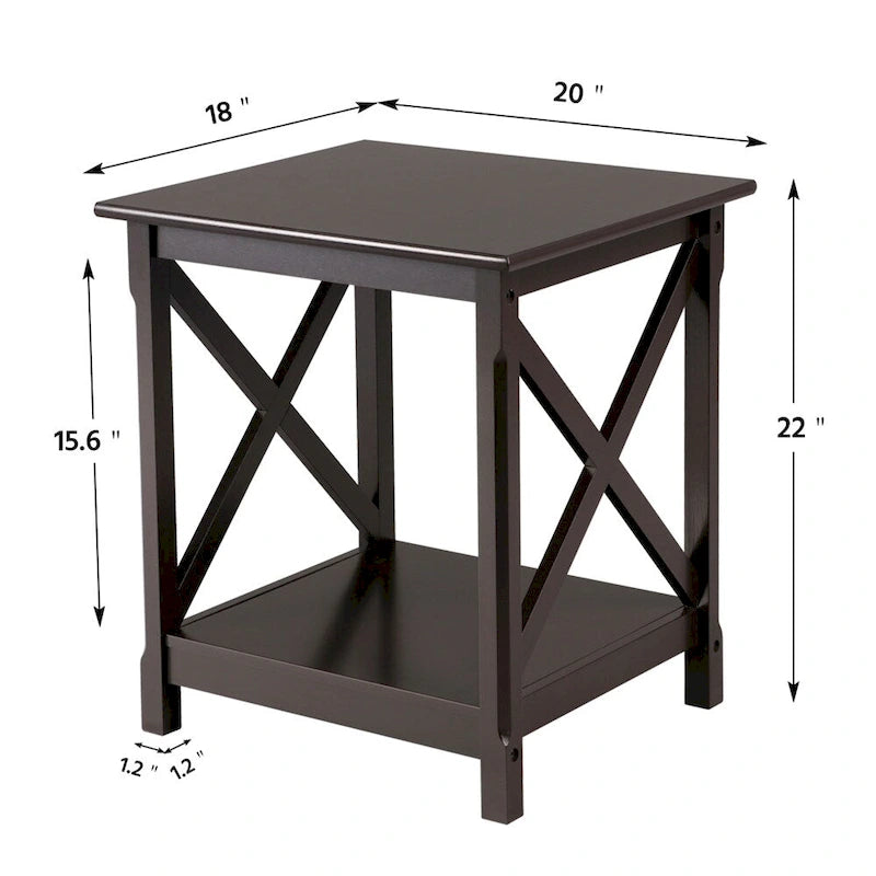X-Design 2-Tier End Table with Storage Shelf