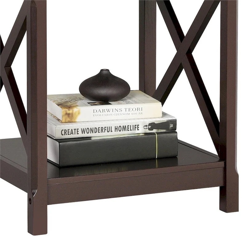 X-Design 2-Tier End Table with Storage Shelf