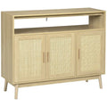 Boho Sideboard Buffet Cabinet with Hand-Woven Rattan Doors