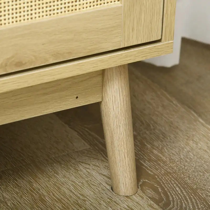 Boho Sideboard Buffet Cabinet with Hand-Woven Rattan Doors