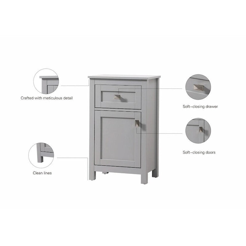 Freestanding Bathroom Storage Cabinet with Drawer & Soft-Close Door