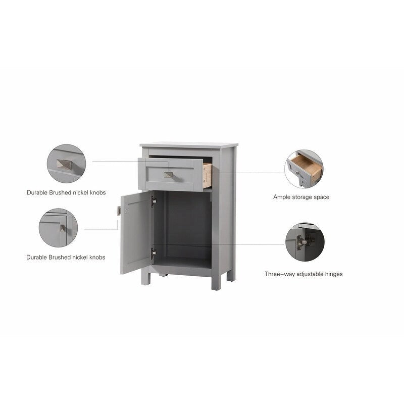 Freestanding Bathroom Storage Cabinet with Drawer & Soft-Close Door