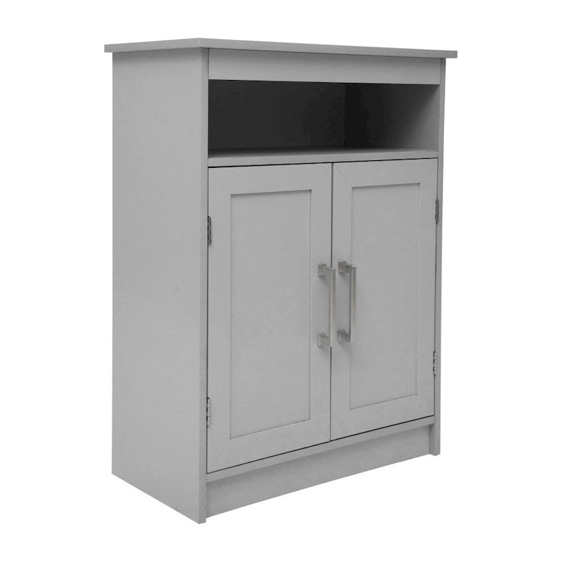 Freestanding Bathroom Storage Cabinet with Open Shelf & Magnetic-Close Doors