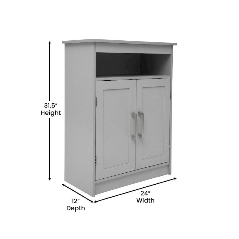 Freestanding Bathroom Storage Cabinet with Open Shelf & Magnetic-Close Doors