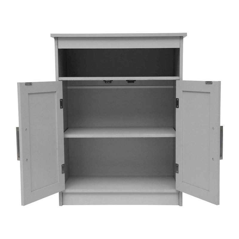 Freestanding Bathroom Storage Cabinet with Open Shelf & Magnetic-Close Doors