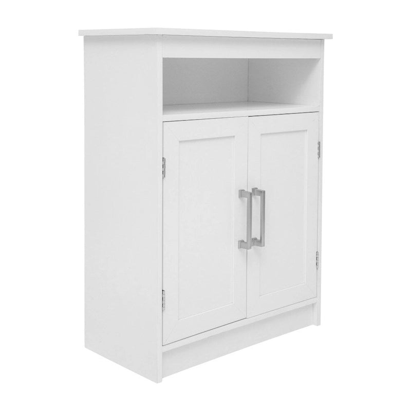 Freestanding Bathroom Storage Cabinet with Open Shelf & Magnetic-Close Doors
