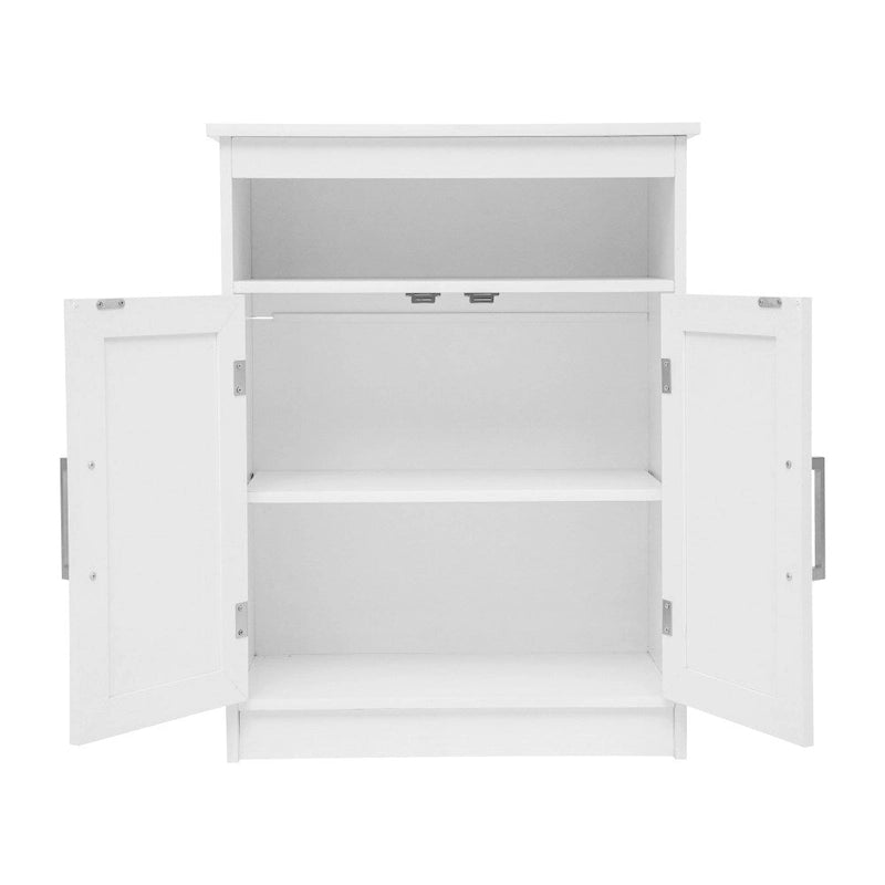 Freestanding Bathroom Storage Cabinet with Open Shelf & Magnetic-Close Doors