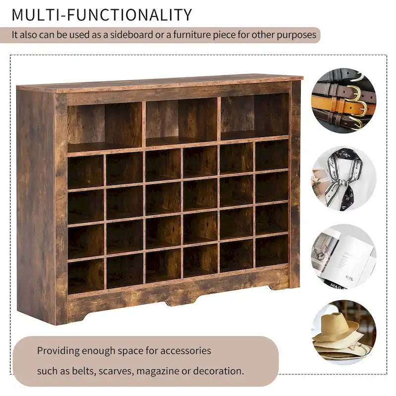 24 Shoe Cubby Console, Shoe Cabinet with Curved Base, Versatile Sideboard with High-quality for Hallway, Bedroom, Living Room