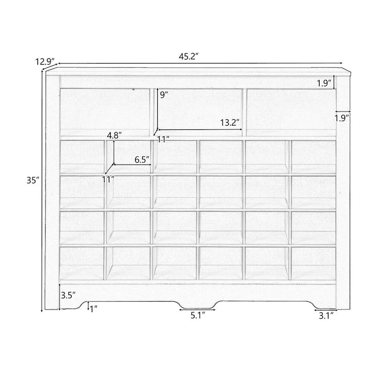 24 Shoe Cubby Console, Shoe Cabinet with Curved Base, Versatile Sideboard with High-quality for Hallway, Bedroom, Living Room